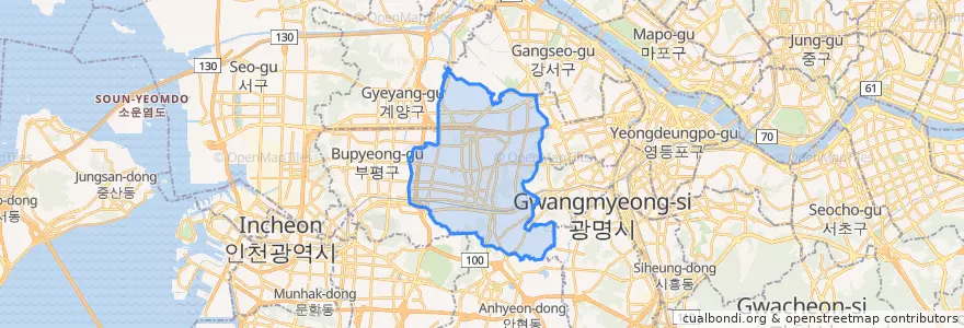 Mapa de ubicacion de Bucheon-si.