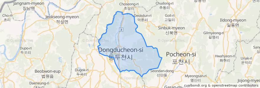 Mapa de ubicacion de 동두천시.