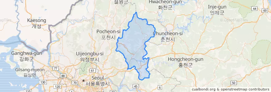 Mapa de ubicacion de Gapyeong-gun.