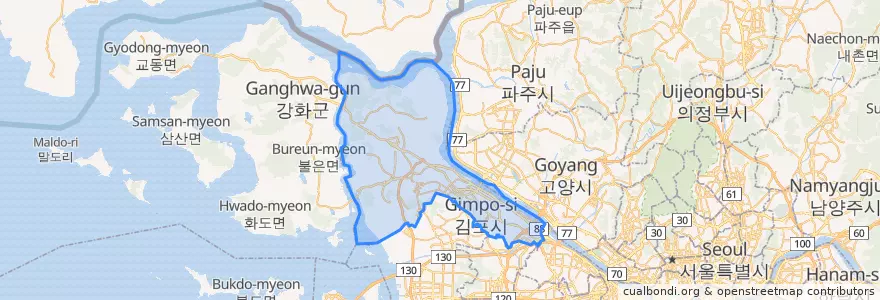 Mapa de ubicacion de Gimpo-si.