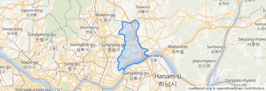 Mapa de ubicacion de 구리시.