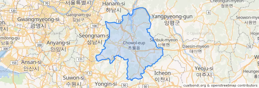 Mapa de ubicacion de Gwangju-si.