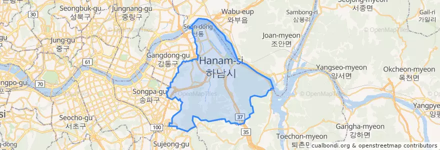 Mapa de ubicacion de Hanam-si.