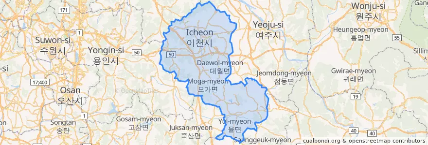 Mapa de ubicacion de Icheon-si.