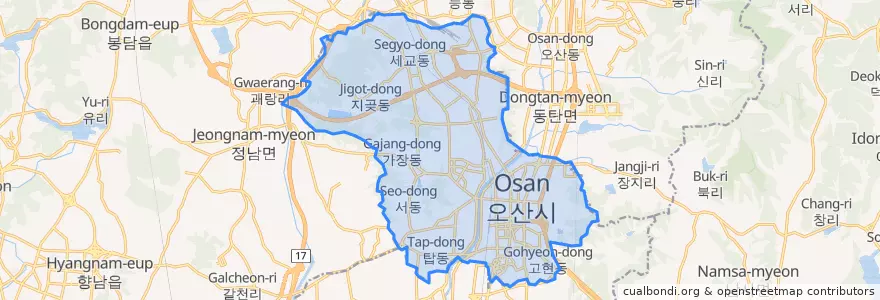 Mapa de ubicacion de Osan-si.