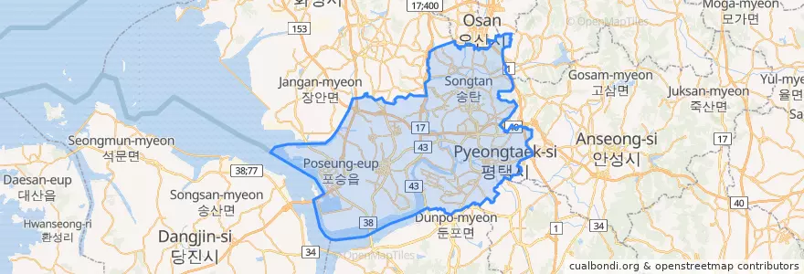 Mapa de ubicacion de Pyeongtaek-si.