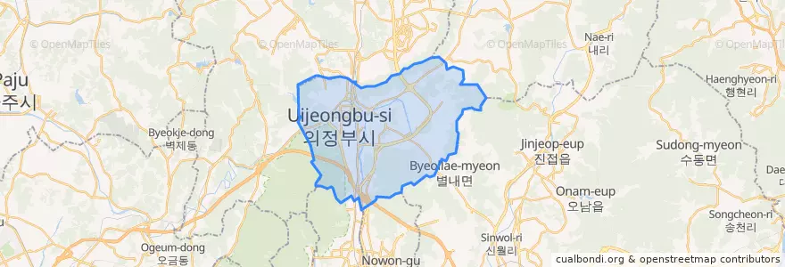 Mapa de ubicacion de 議政府市.