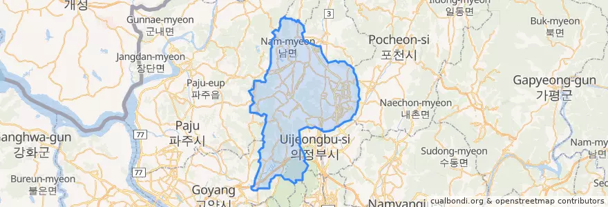 Mapa de ubicacion de Yangju.