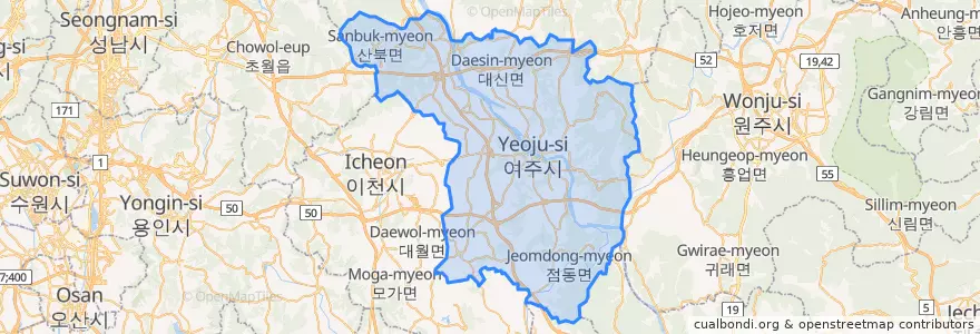 Mapa de ubicacion de 여주시.