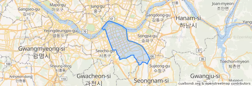 Mapa de ubicacion de Gangnam-gu.