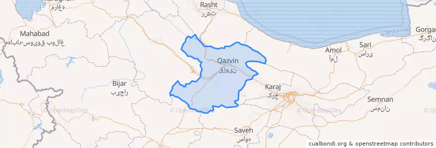 Mapa de ubicacion de استان قزوین.