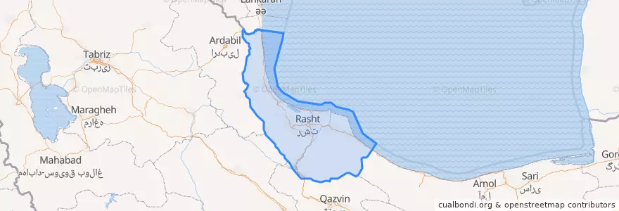 Mapa de ubicacion de استان گیلان.
