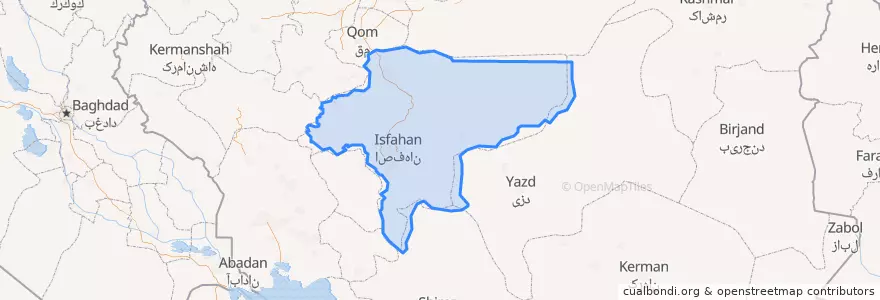 Mapa de ubicacion de استان اصفهان.
