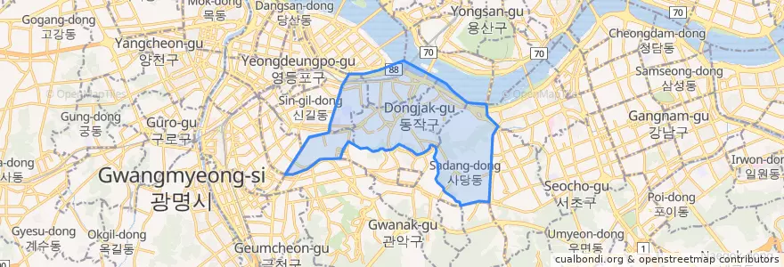 Mapa de ubicacion de Dongjak-gu.
