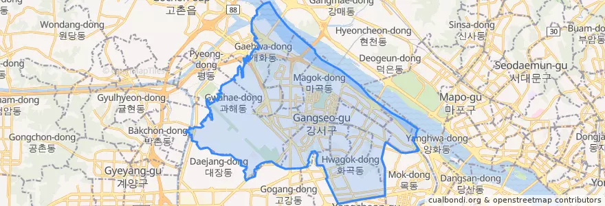 Mapa de ubicacion de 강서구.