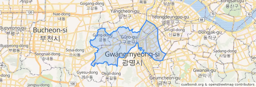 Mapa de ubicacion de 구로구.
