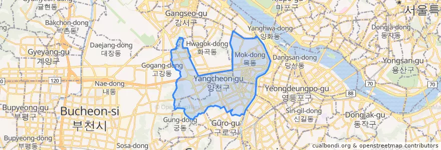Mapa de ubicacion de 陽川区.