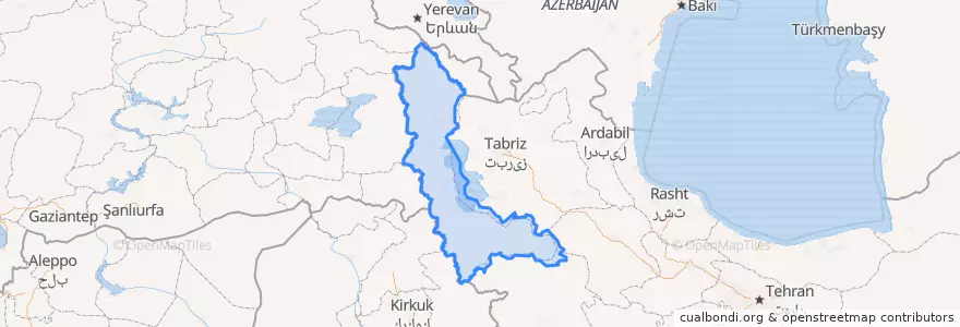 Mapa de ubicacion de استان آذربایجان غربی.