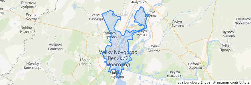 Mapa de ubicacion de городской округ Великий Новгород.