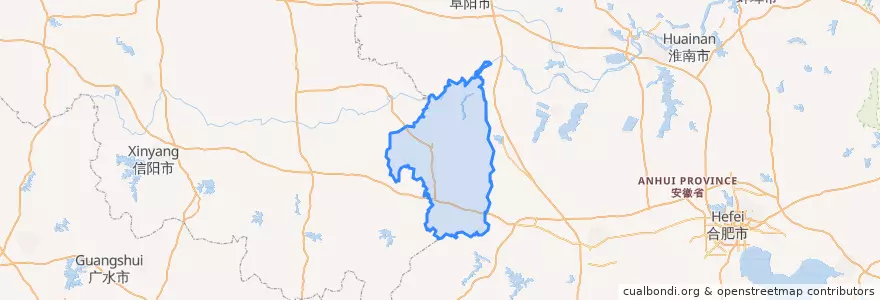 Mapa de ubicacion de Gushi County.