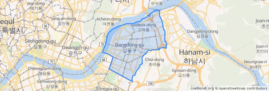 Mapa de ubicacion de Gangdong-gu.