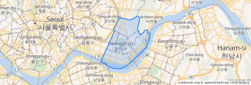 Mapa de ubicacion de Gwangjin-gu.