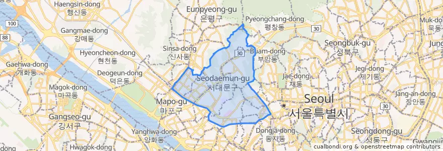 Mapa de ubicacion de 서대문구.