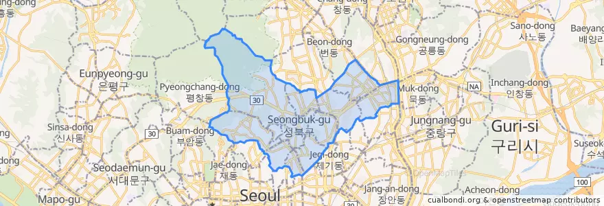 Mapa de ubicacion de 성북구.