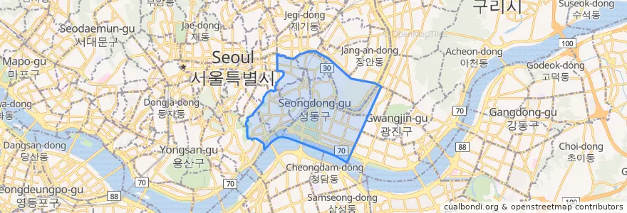 Mapa de ubicacion de 성동구.