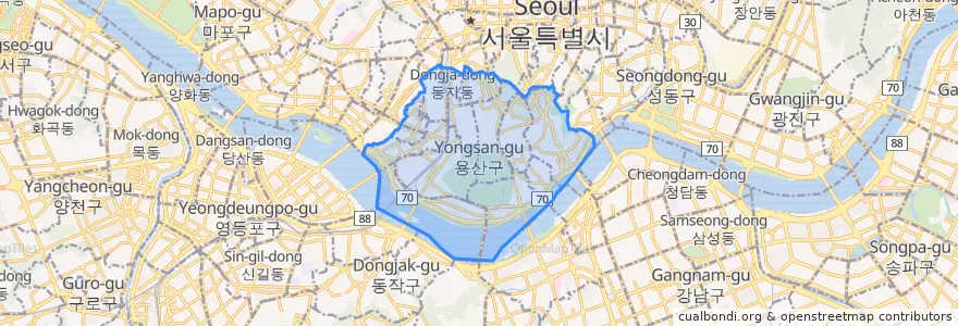 Mapa de ubicacion de 용산구.