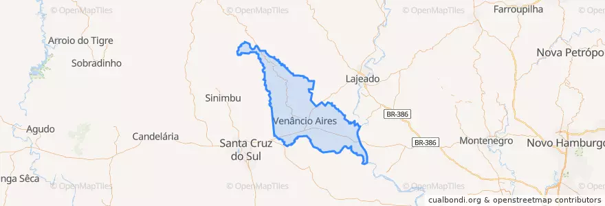 Mapa de ubicacion de Venâncio Aires.