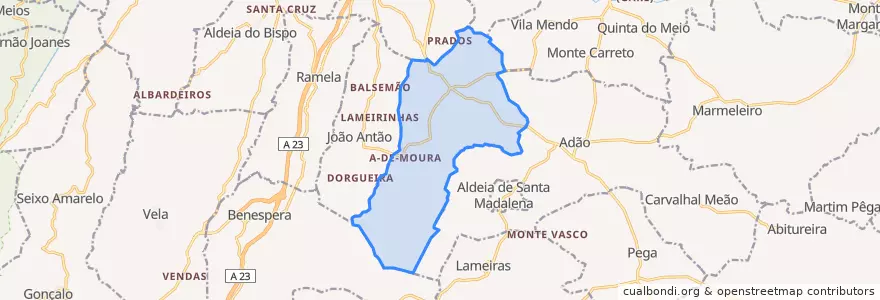 Mapa de ubicacion de Santana da Azinha.
