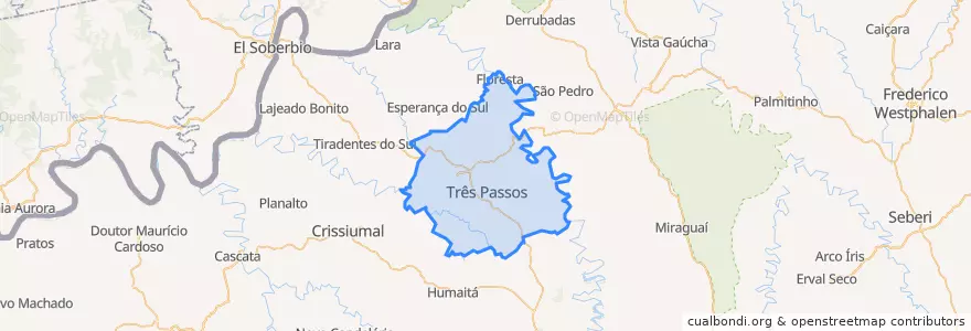Mapa de ubicacion de Três Passos.