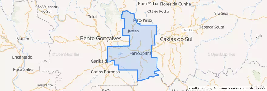 Mapa de ubicacion de Farroupilha.