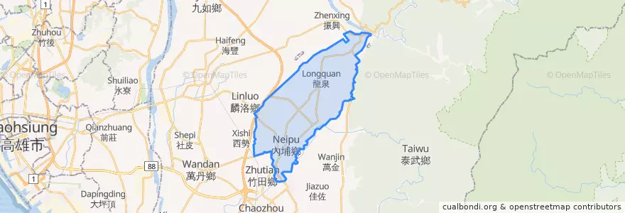 Mapa de ubicacion de 內埔鄉.