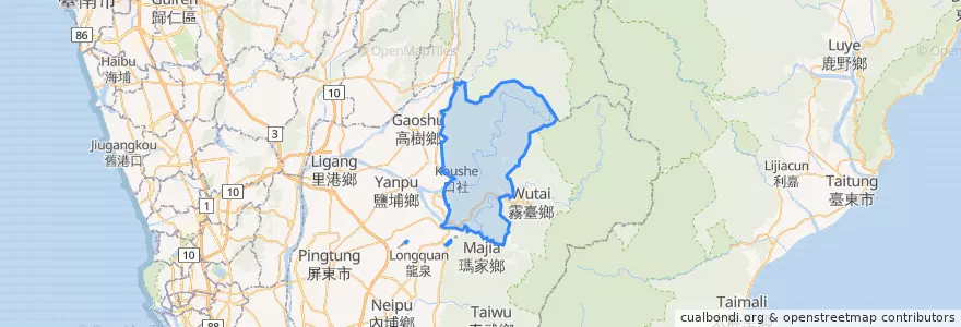 Mapa de ubicacion de 三地門鄉.