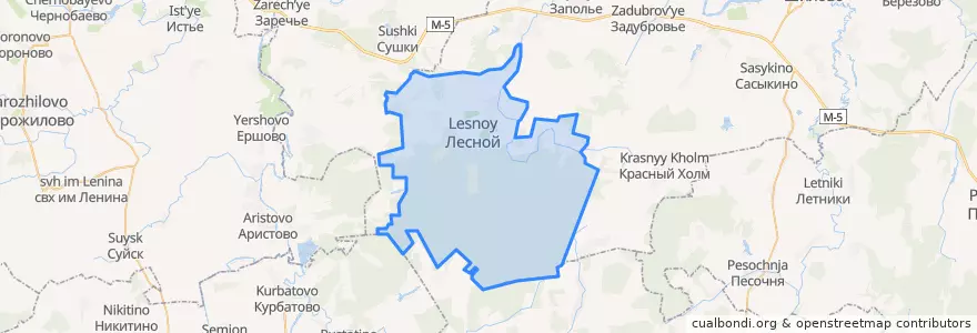 Mapa de ubicacion de Лесновское городское поселение.