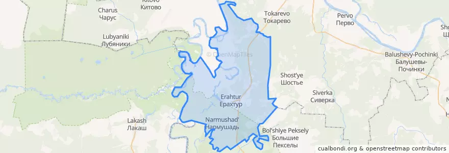 Mapa de ubicacion de Ерахтурское сельское поселение.