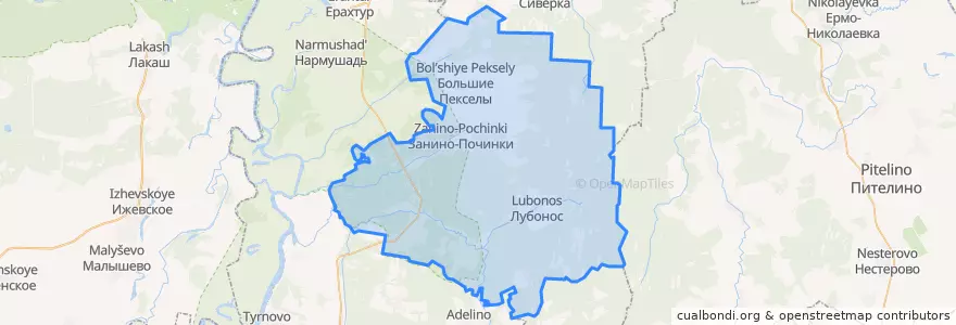 Mapa de ubicacion de Занино-Починковское сельское поселение.