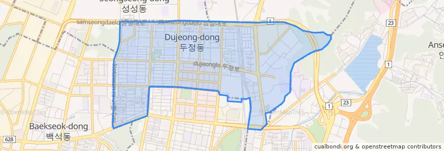 Mapa de ubicacion de 두정동.