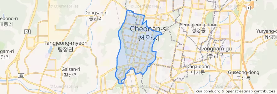Mapa de ubicacion de 불당동.