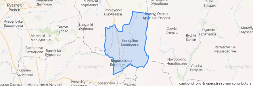 Mapa de ubicacion de Коноплинское сельское поселение.
