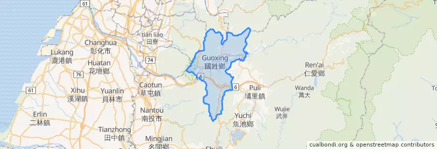 Mapa de ubicacion de 國姓鄉.