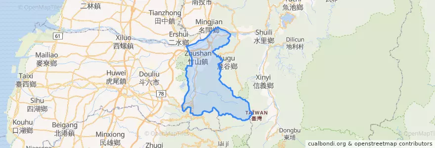 Mapa de ubicacion de Zhushan Township.
