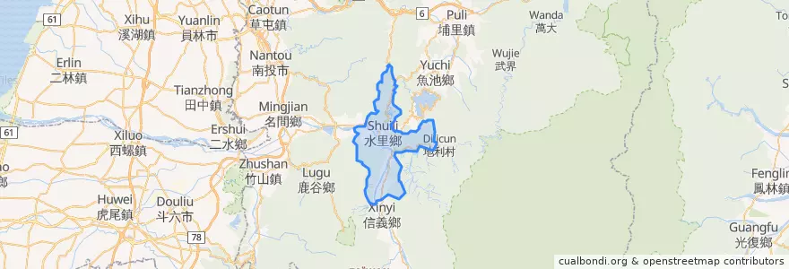 Mapa de ubicacion de 水里鄉.