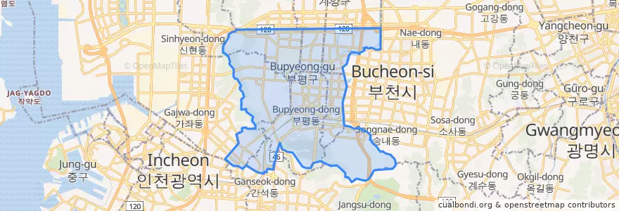 Mapa de ubicacion de 부평구.