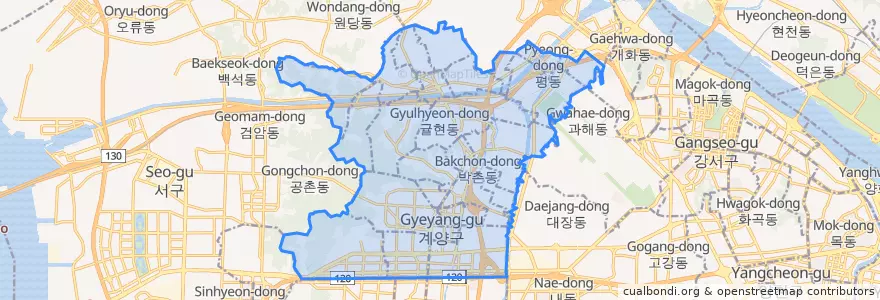 Mapa de ubicacion de 계양구.