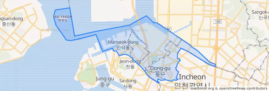 Mapa de ubicacion de 東区.