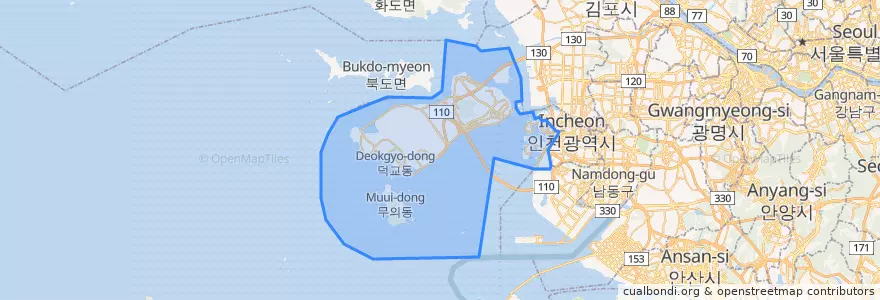 Mapa de ubicacion de 중구.