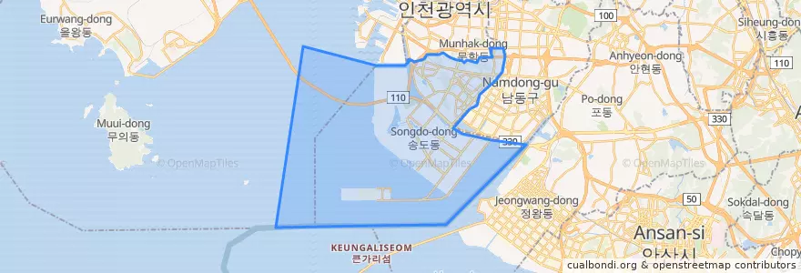 Mapa de ubicacion de Yeonsu-gu.